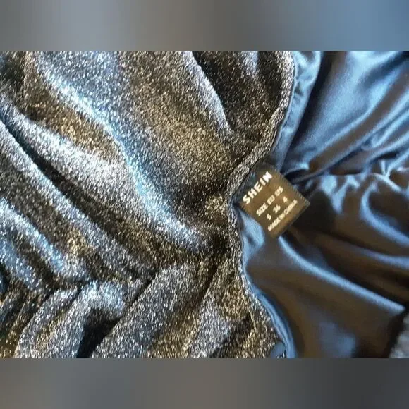 Shein black ruched glitter cami dress - Picture 4 of 4